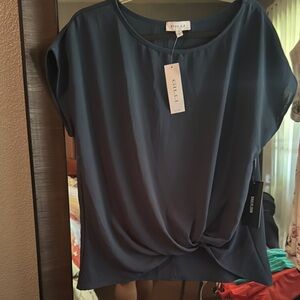 Gilli Blue Boxy Short Sleeve Blouse